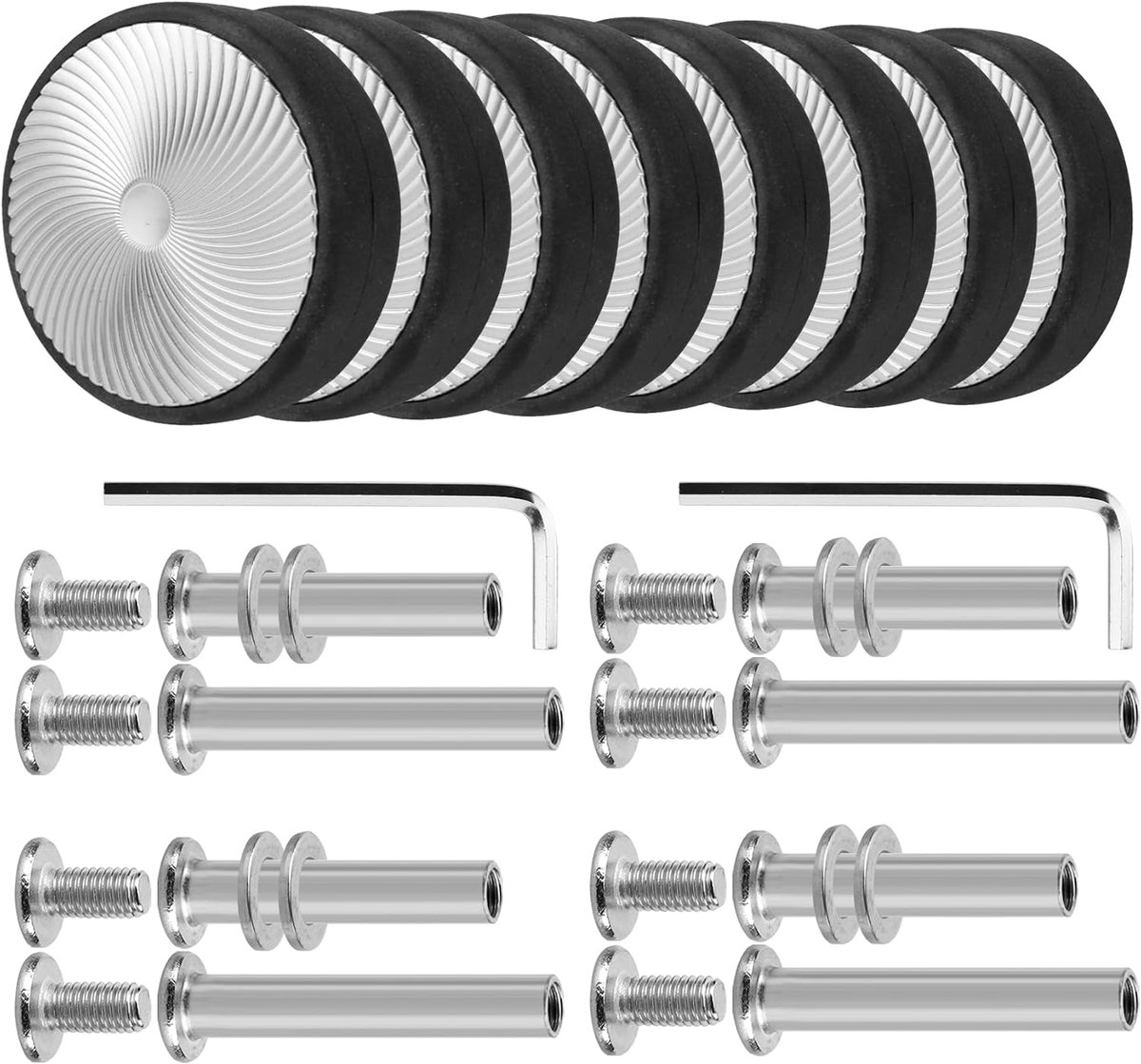 Set van 8 reservewielen voor koffer, 57 mm, bagage, reservewielen, slijtvaste kofferwielen, rubberen reservewielen voor koffer (zilver VF22B)