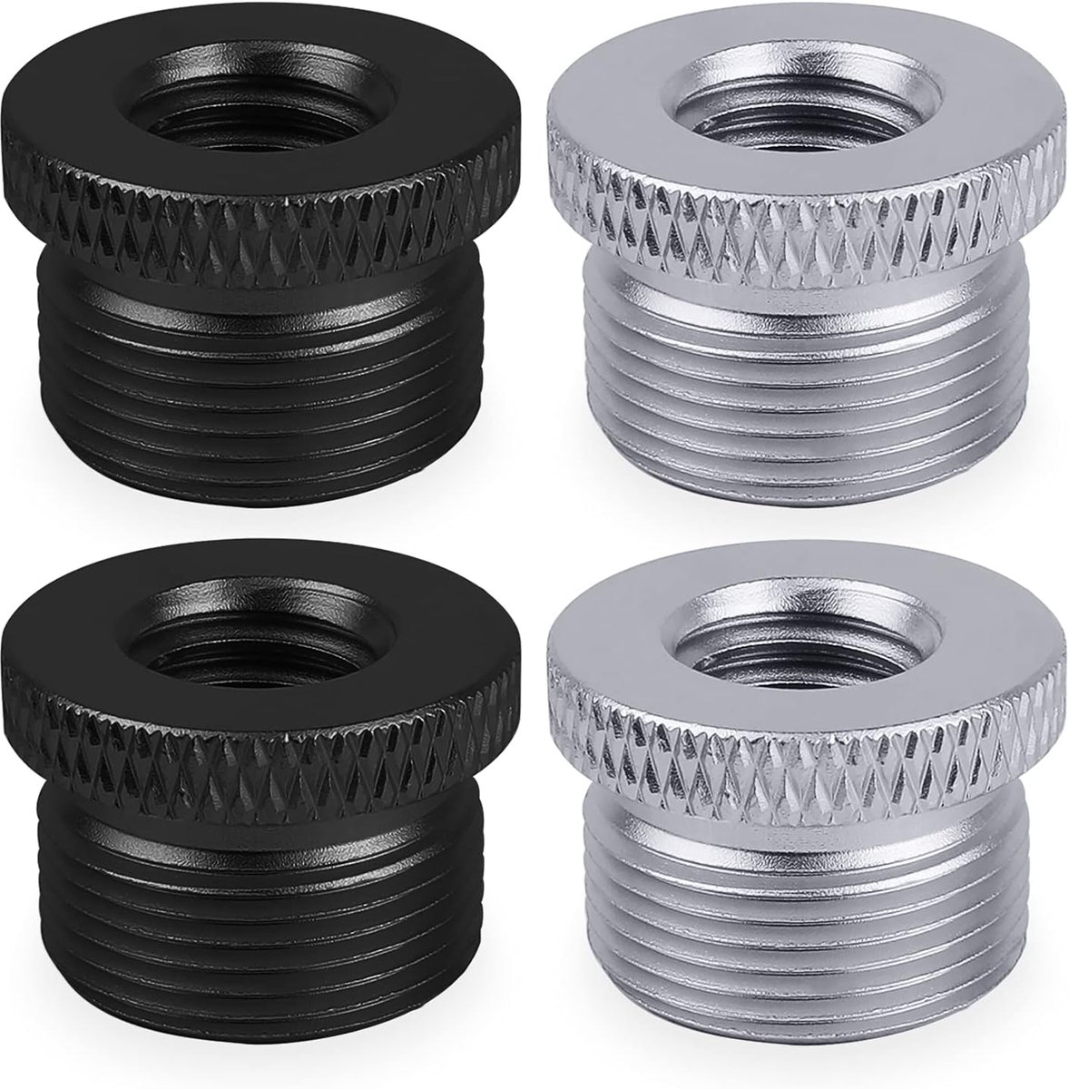 Set van 4 adapters met schroefdraad voor microfoon, 5/8 inch mannelijk naar 3/8 inch vrouwelijk, voor microfoon Blue Yeti/Blue Snowball/Yeti X microfoonstandaard voor installatie (zwart en