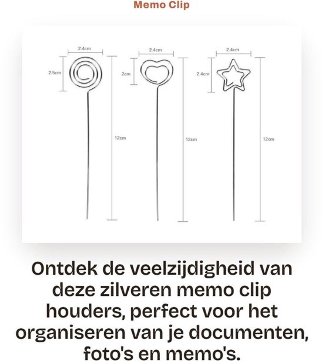 Memo Clip Hoogwaardig Metaal - Fotohouder - Kaarthouder - Tafelkaarthouder - Fotohouder met Clip - Geschikt voor Papier en Foto's