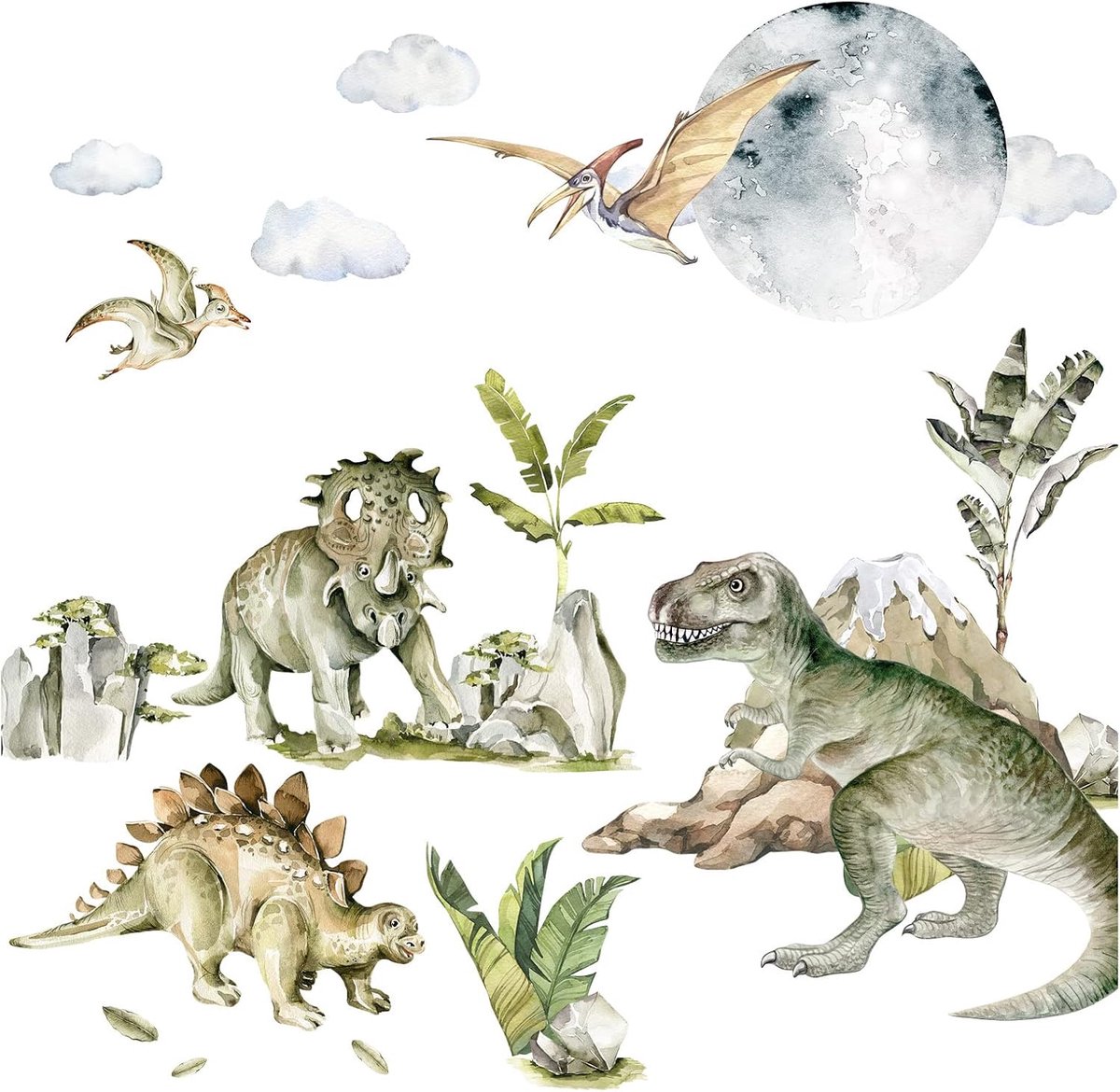 XXL dinosaurus muursticker maan muursticker dino voor baby kinderkamer muursticker wanddecoratie DL819-2