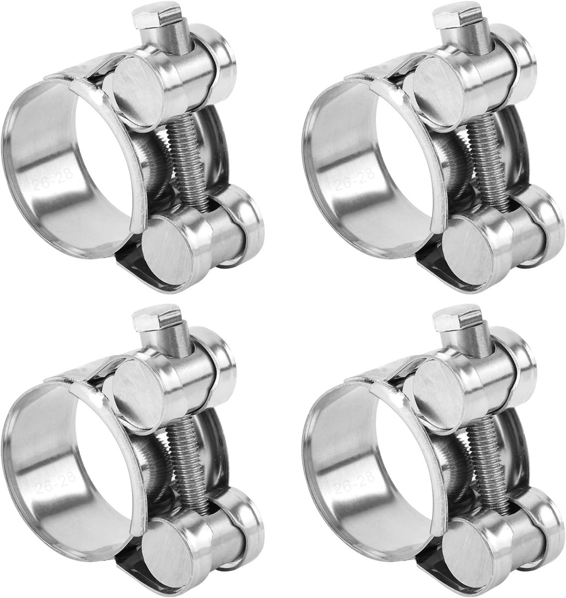 roestvrij staal, 26-28 mm, scharnierbout, klem, slangklemmen, spankaakklemmen, motorfiets, uitlaat, roestvrij staal 304 (26-28 mm)