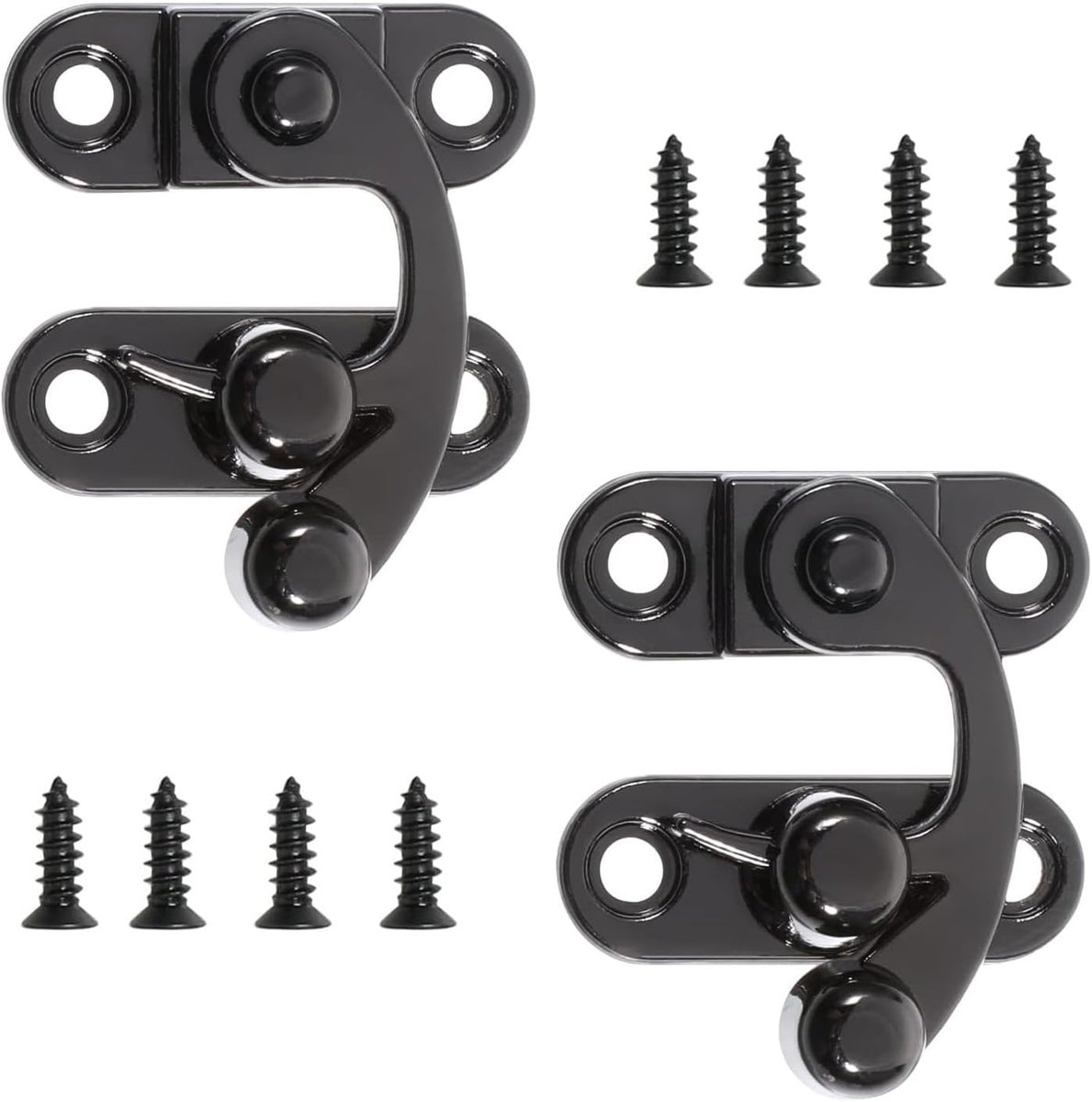 Latch Hook, antieke vintage snelsluiting, rechter grendelhaak hasp grendel, antieke decoratieve hasp, voor kleine houten kisten, juwelendoos, wijnkist met schroeven (2 stuks)