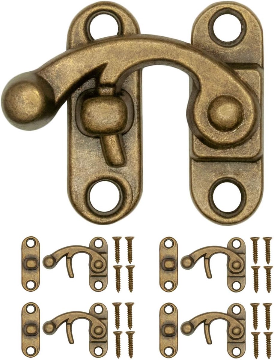 Sluitingen, vergrendelingshaken in brons-ijzer design voor vintage meubels, 32 x 27 mm
