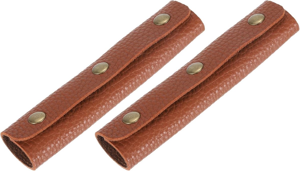 sourcing map 2 stuks handtas handvat wikkelhoezen PU leer 3 klemmen bagage grip bescherming voor koffer boodschappentas (13x10cm donkerbruin)