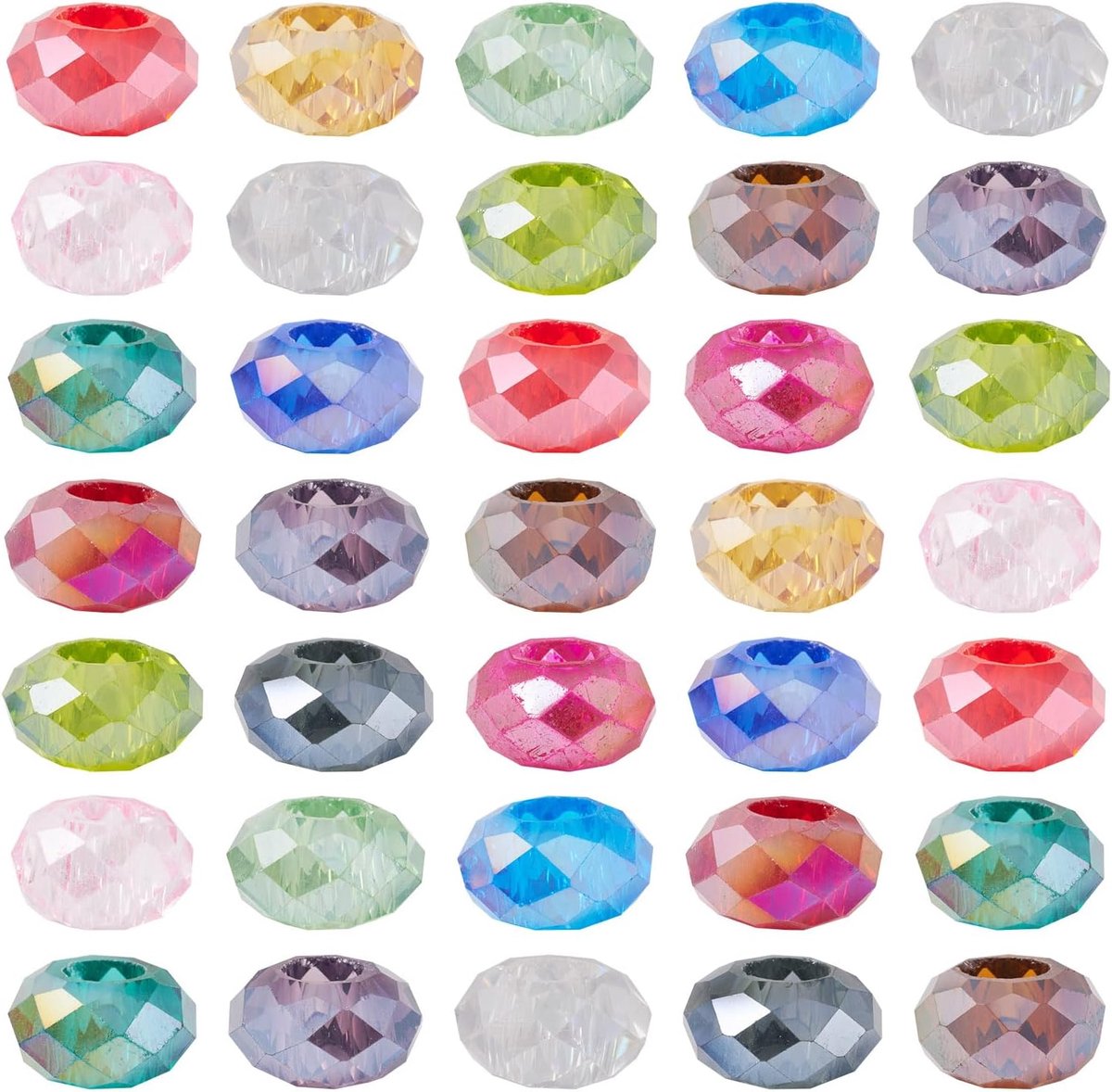 100 stuks gefacetteerde Murano glazen kralen 14 x 8 mm groot gat Europese glaskralen gemengde kleur voor het maken van sieraden