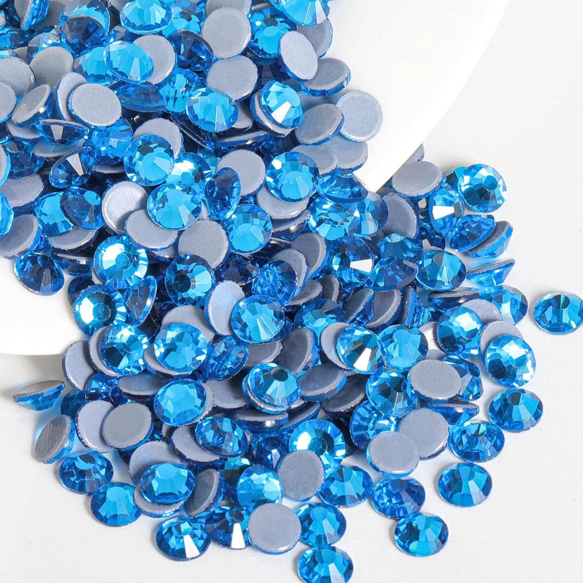 Hotfix strasssteentjes, 1440 stuks platte achterkant kristallen steentjes voor ambachten kleding doe-het-zelf decoraties, Capri blauw, SS16, 3.8-4.0mm | Blauwe strass-steentjes, 3,8-4,0 mm, glasmateriaal, voor kleding, kunsthandwerk, knutseldecoratie