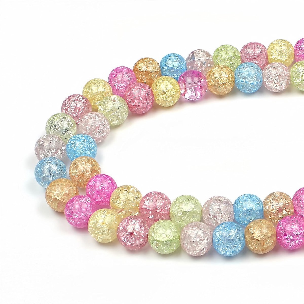 Kralen Synthetische Meerkleurig Gebarsten Kristal Ronde Losse Glazen Kralen Voor het Maken van Sieraden Armbanden Kettingen