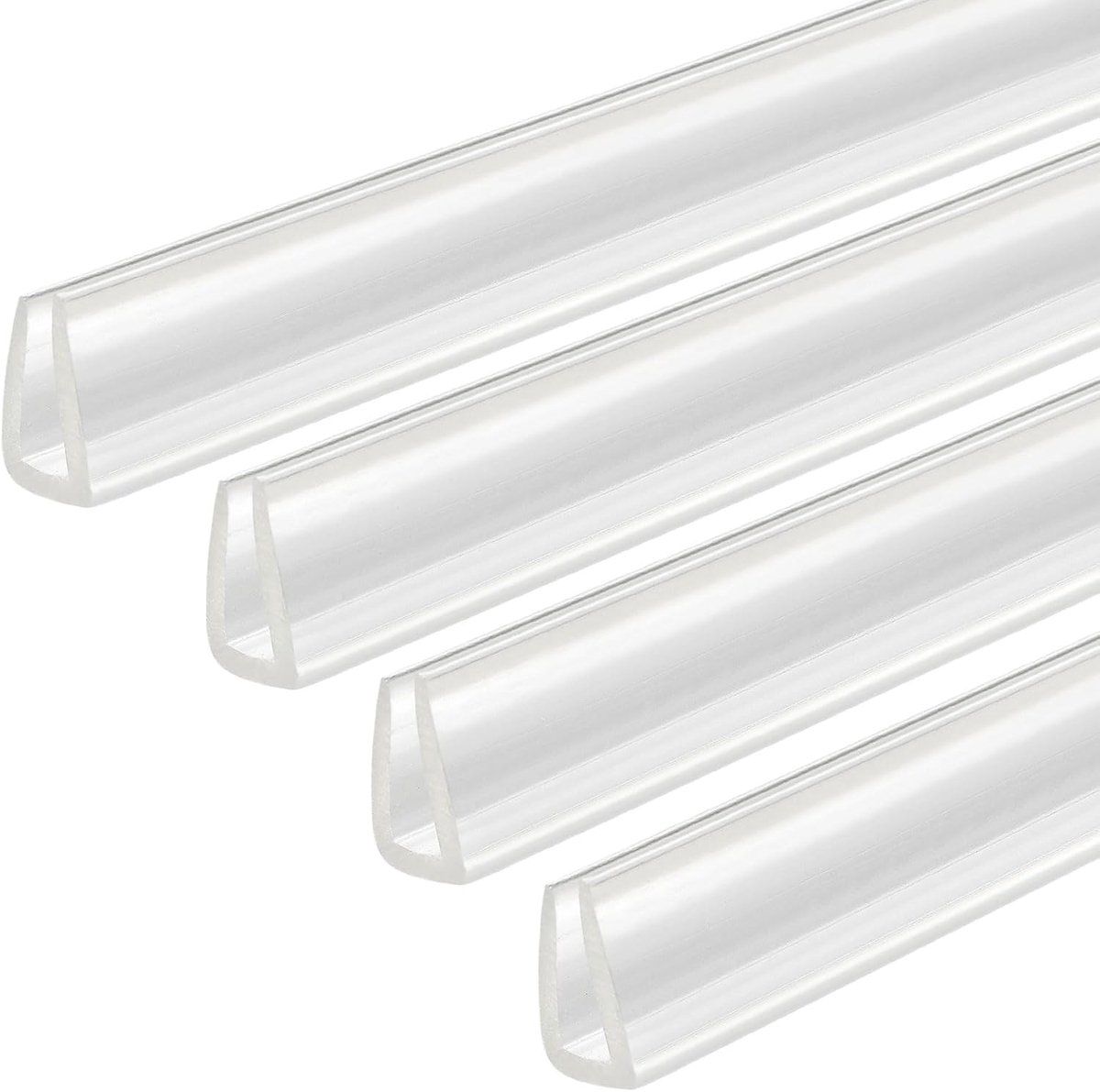 4 stuks U-beschermingsprofiel, lengte 4,9 m, rubberen afdichting voor randen, geschikt voor dikte van 4-5 mm, transparant