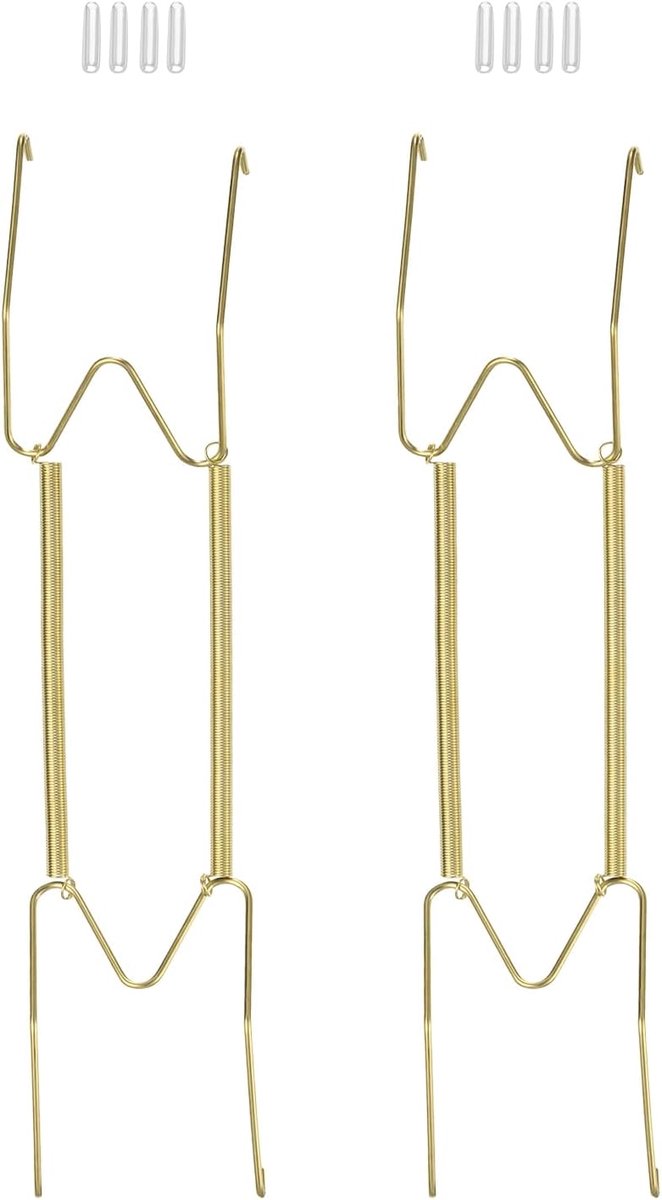 2 stuks plaatbeugels, 30,5 cm, W-type roestvrij staal, onzichtbaar, wandplaat voor decoratieve borden, goud