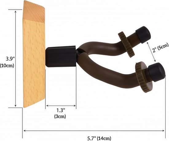 Gitaarhanger voor wandmontage 4-pack, hardhouten gitaarhanger Muurhaak Beugelhouder Standaard Display met schroeven - Eenvoudig te installeren - Past op alle maten gitaren, bas, mandoline, banjo, ukelele — afbeelding 3