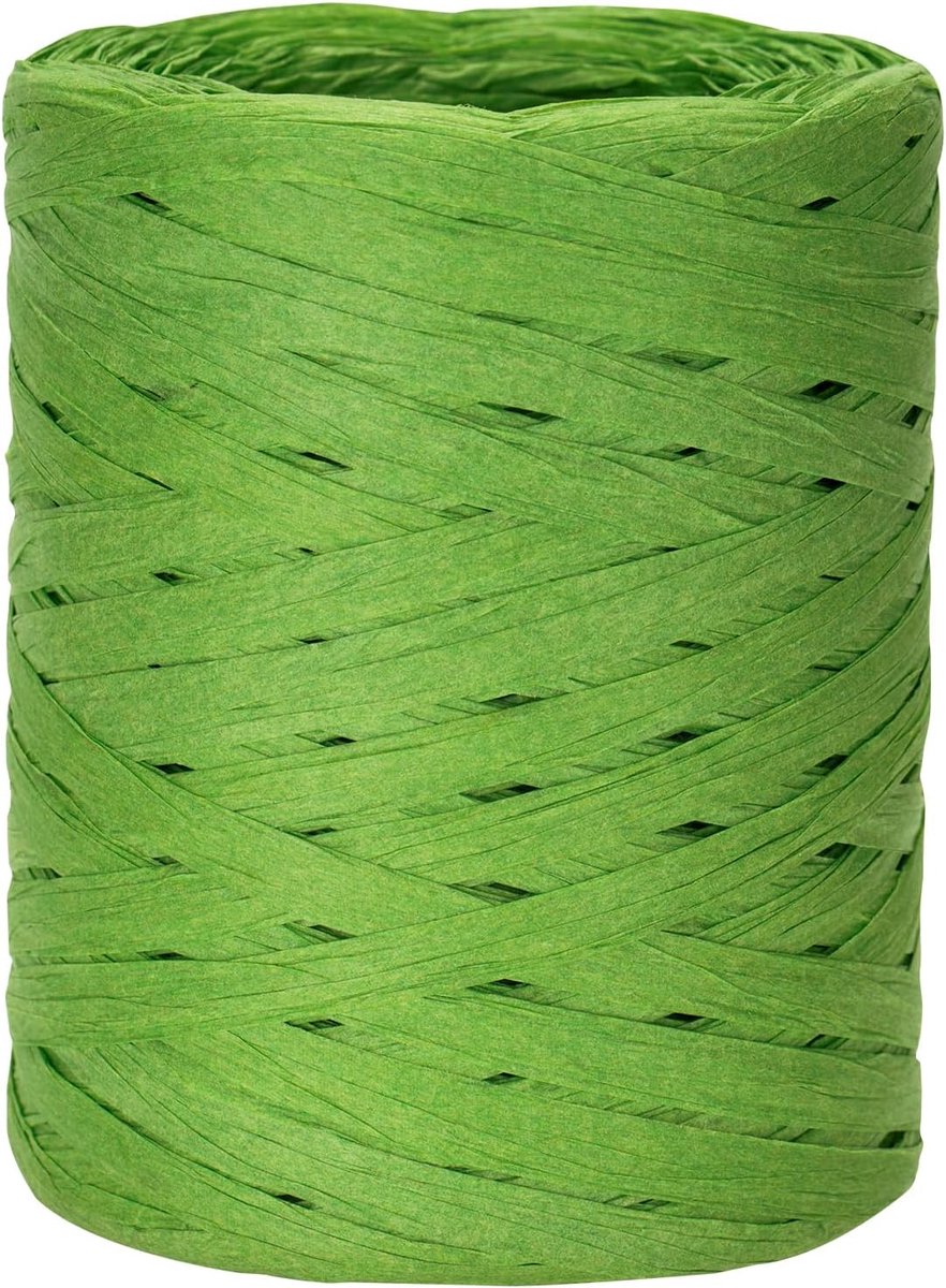jijAcraft 200 m raffiabast papierlint saliegroen, natuurlijk papieren linten Kerstmis, bast raffia saliegroen papier pakkoord voor geschenkverpakking, weven, decoratie en tuinieren