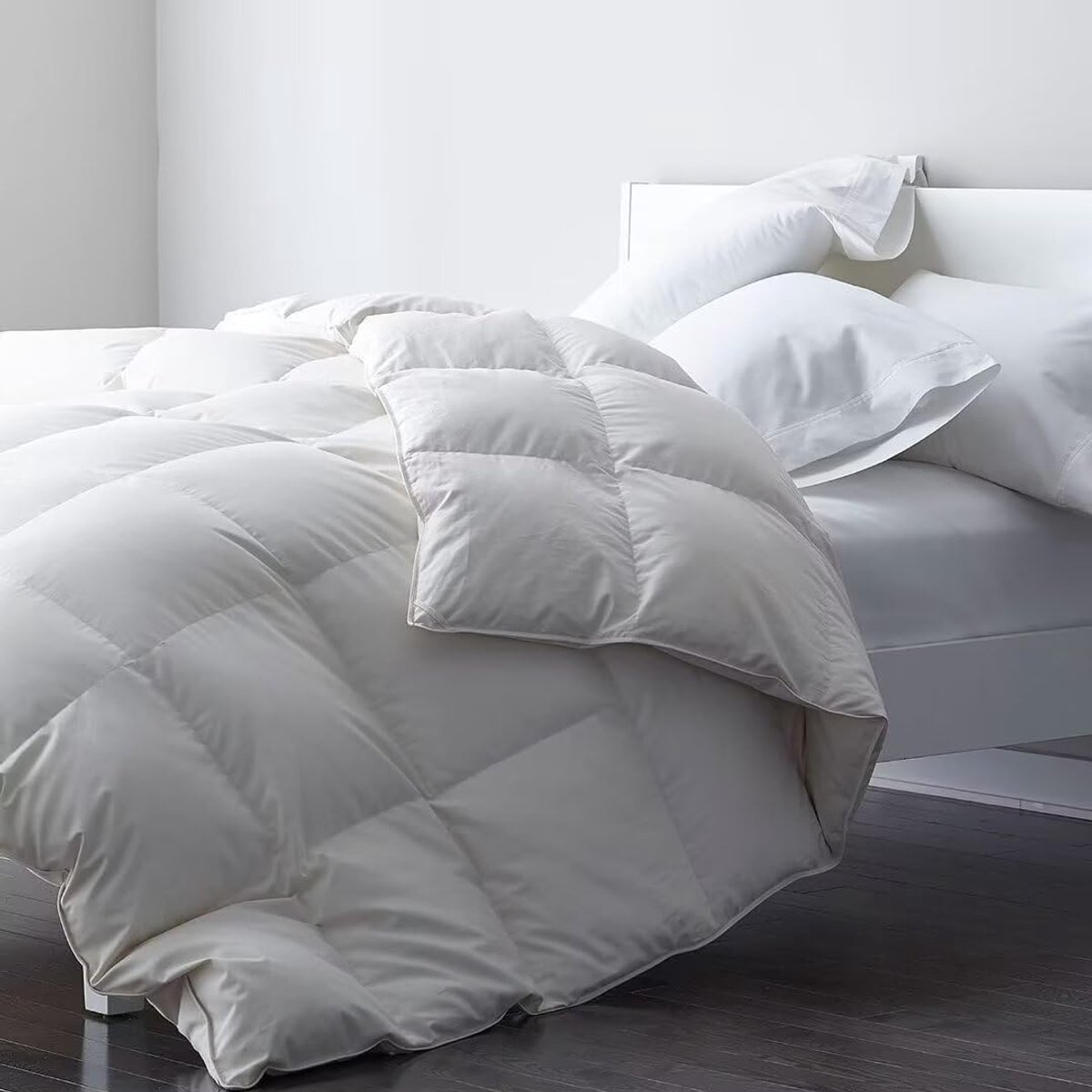 Zomerdekbed voor tweepersoonsbed, 220 x 240 cm, zomerdekbed met veren en dons, 100% katoen, Oeko-Tex-Standard, machinewasbaar, wit
