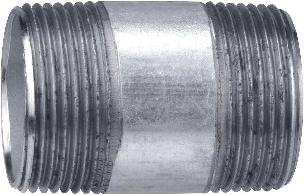 Verzinkte buisnippel, zilver, 1 1/4 inch x 60 mm, VFB530546 | Buitendraad volgens DIN EN 10226-1 (ISO 7-1) - voor buisverbindingen en installaties - verzinkt staal - perfecte pasvorm