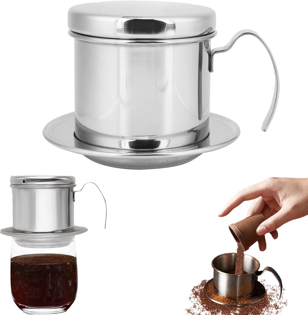 Pot, Rvs Vietnamees Koffiezetapparaat Filter Drip Koffie Filter Pot Brouwen Koffie Gebruiksvoorwerpen voor Thuis Keuken Kantoor Outdoor Gebruik
