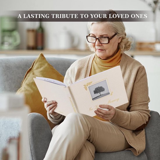 Begrafenisgastenboek voor herdenkingsdienst, in liefdevol geheugenboek voor begrafenis met tafelbord, uitvaartgunsten inlogboeken met open venster voor gasten Celebration of Life gastenboek, — afbeelding 4