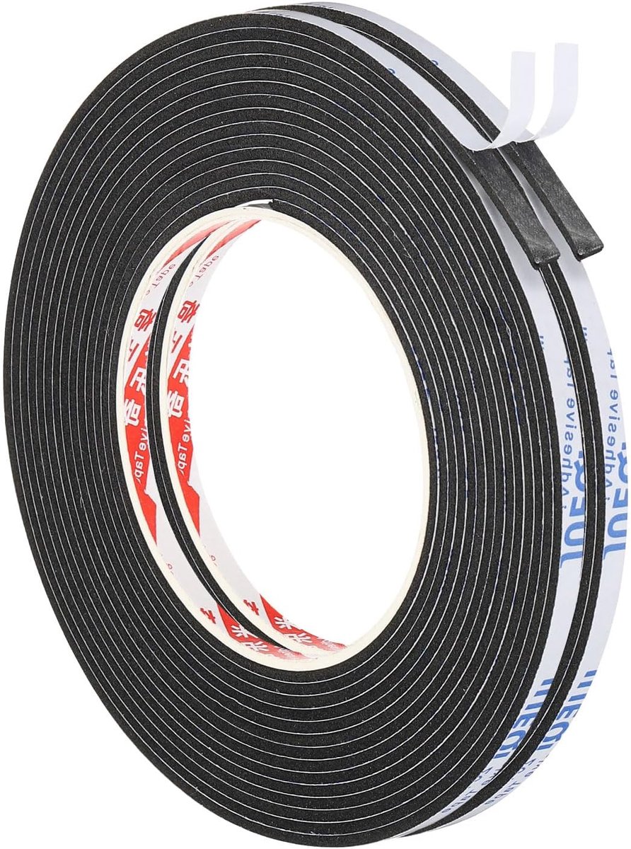 5m/1,64ft Dichtschuimtape, 2-pack 5mm breed 2mm dik eenzijdig weerstrips deurmeubel afdichtingsstrip voor raam buizen isolatie, Zwart