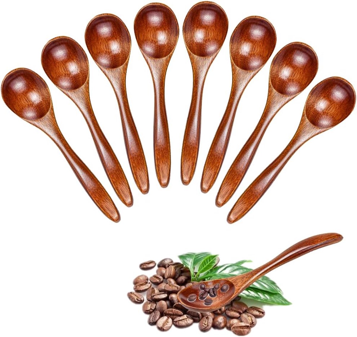 8 stuks 13 x 3 cm natuurlijke houten lepels kleine houten lepels houten theelepels soep houten koffielepel honing warme chocolade keukenaccessoires