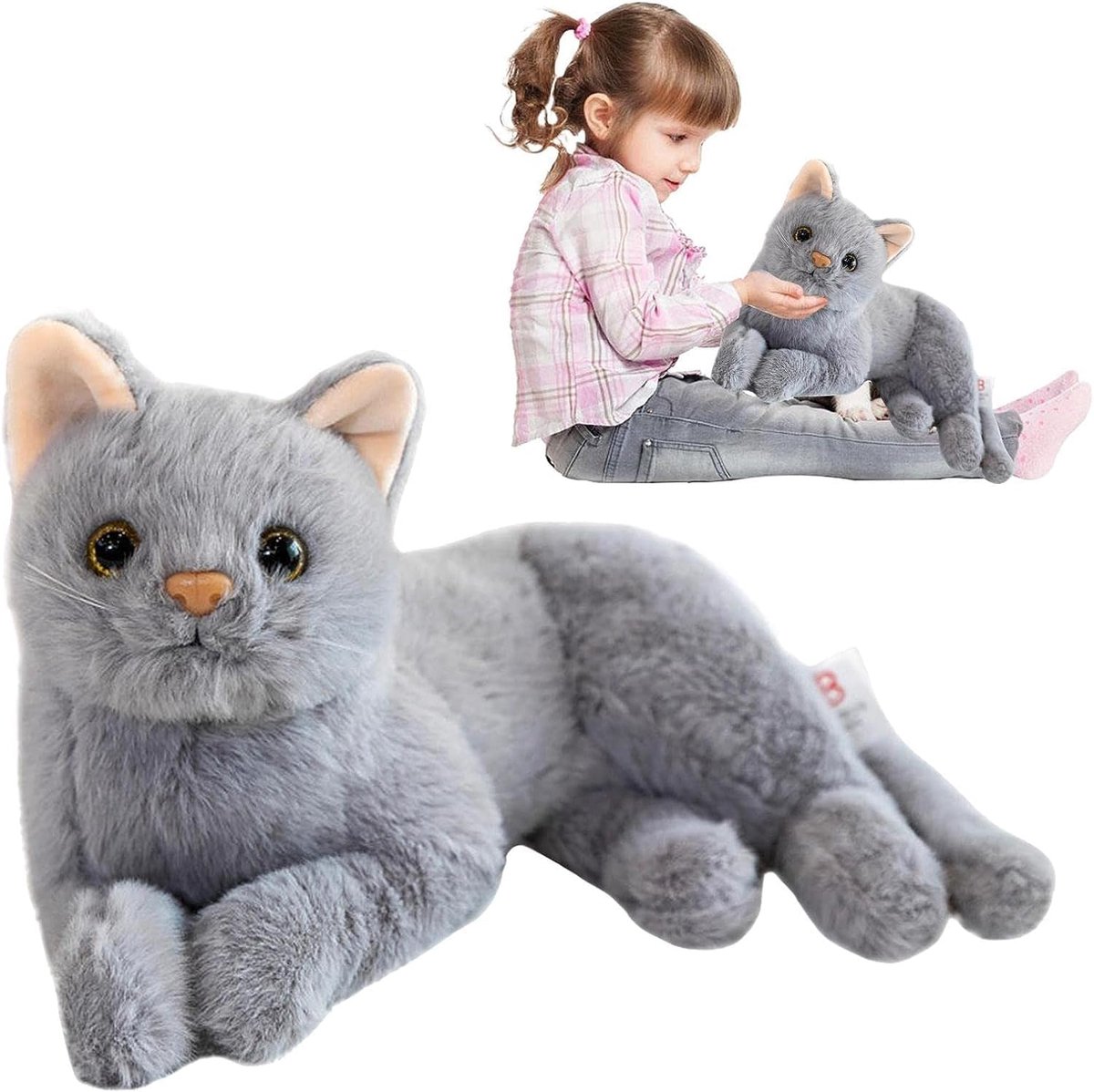 knuffeldier 30 cm realistische kat pluche dier Kawaii pluizig pluche dier zachte pluche kat knuffelpop schattig kat speelgoed cadeau voor kinderen