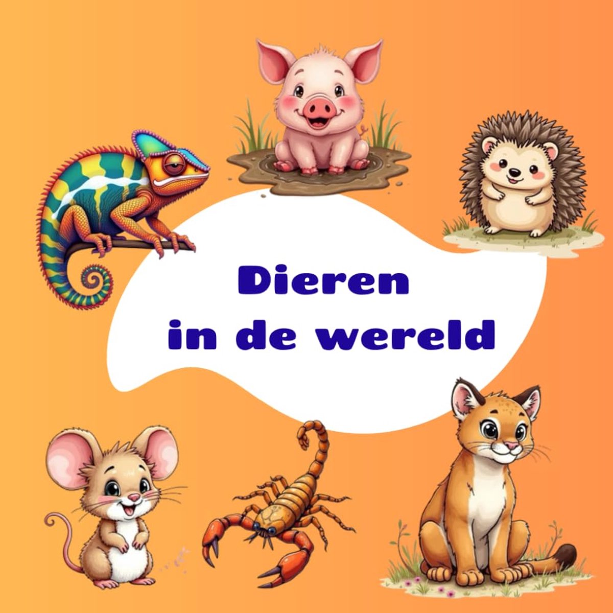 Dieren in de wereld: jungle, boerderij, huisdieren, insecten, reptielen, katachtigen. Voor kleine kinderen. Kleurenafbeeldingen.