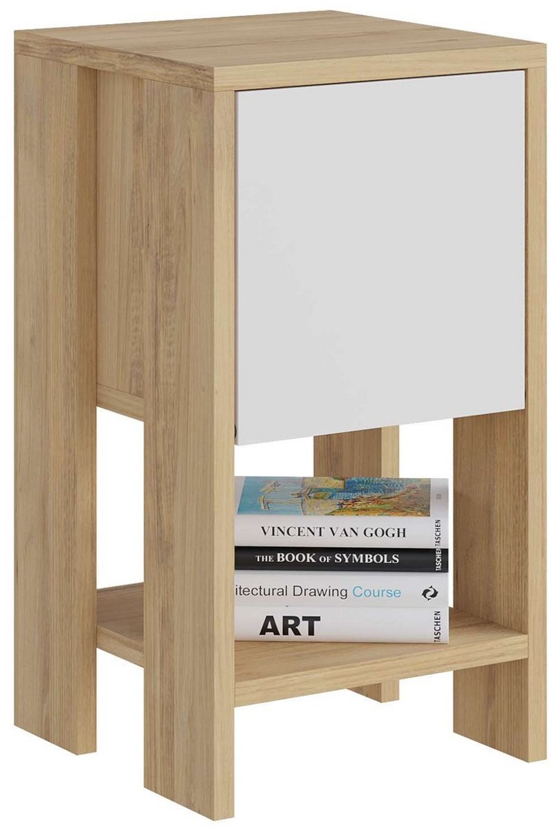 Skye Decor , Nachtkastje, Ema - Sapphire Oak, White, Gemelamineerde spaanplaat, Saffier eiken & Wit, 30 x 30 x 55 cm