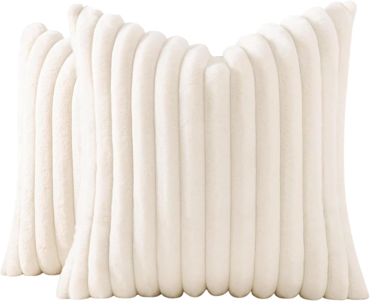 Decoratieve Kussenhoezen 24 x 24 inch - Pluche Faux Bont - Zacht en Stijlvol - Perfect voor Sofa - SnelShoppen
