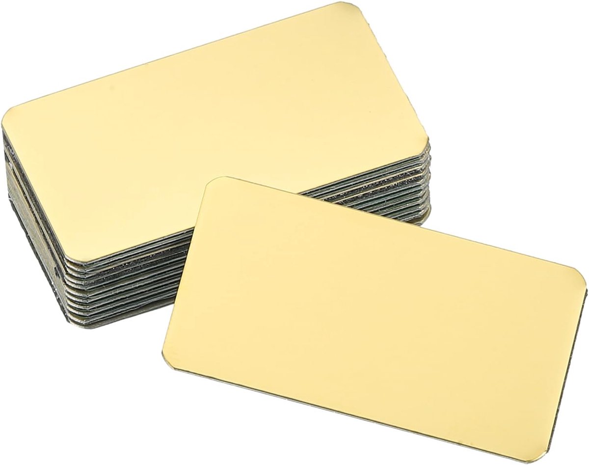 12 stuks natuurlijke naamplaten, 1,6 x 0,9 inch, metalen naamplaatje, lasergravure, sterke naamplaat, aluminium, geanodiseerd, personaliseerbaar, voor knutselborden, goud