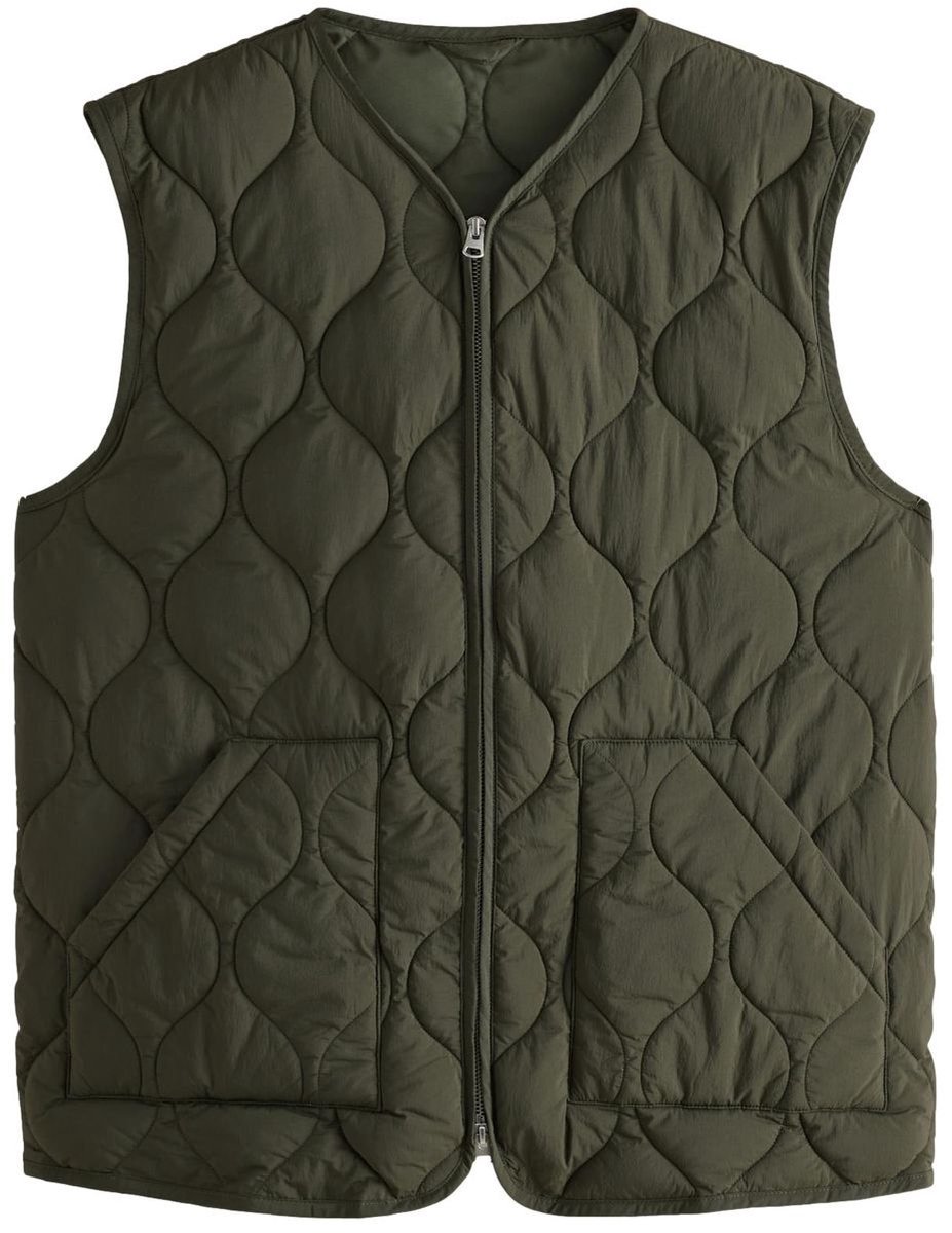 Next Heren Gewatteerd vest met uienmotief Groen