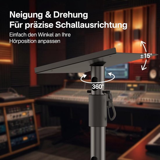 Standaards voor Edifier, KRK, Sony en andere boekenplankluidsprekers, in hoogte verstelbaar, kantelbaar en draaibaar, monitor stand voor PreSonus, JBL WR hoofdtelefoonhouder. — afbeelding 2