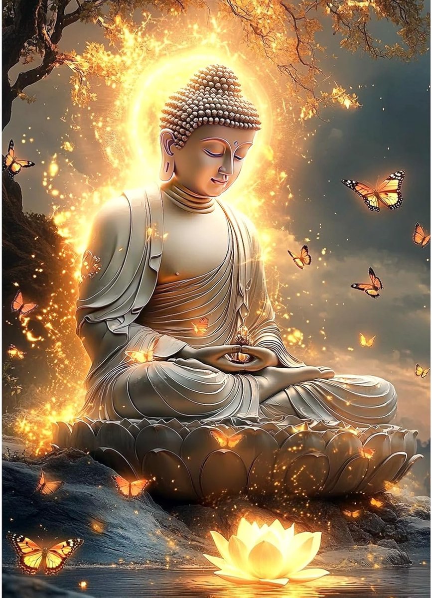 Boeddha Diamond Painting Afbeeldingenset voor volwassenen, 5D diamond painting 30 x 40 cm, diamond art set, Boeddha onder een boom