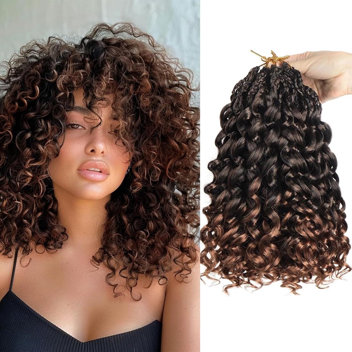 Curl gehaakt haar, 35,5 cm, 8 verpakkingen, voorgelaagd, oceaangolf, gehaakt haar, diep gedraaid, gehaakt synthetisch haar, voor dames (T30, 30, 35 cm)