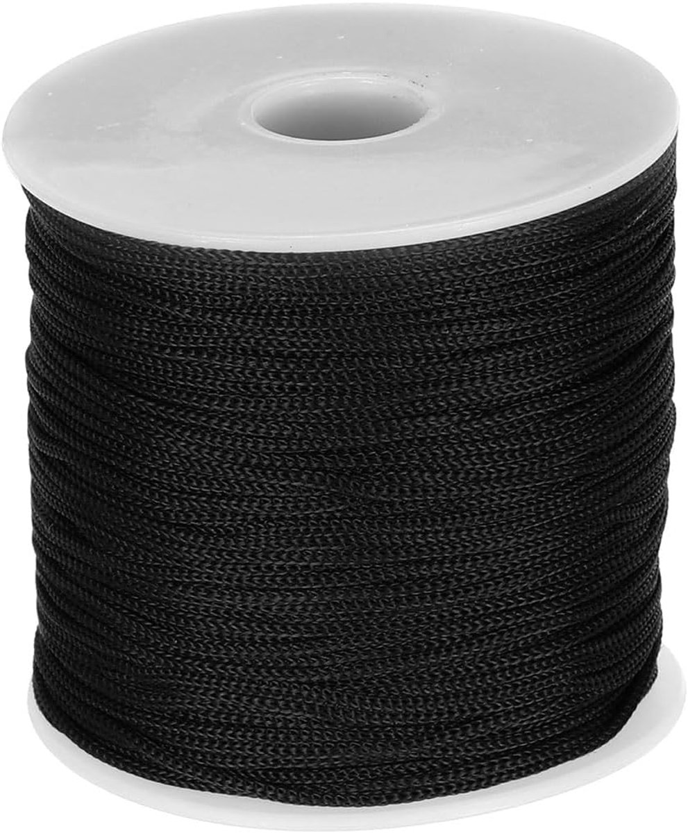 Touw, gevlochten touw, 100 m, nylon touw, holle utility koord voor waslijn, kamperen, wandelen, outdoor, zwart