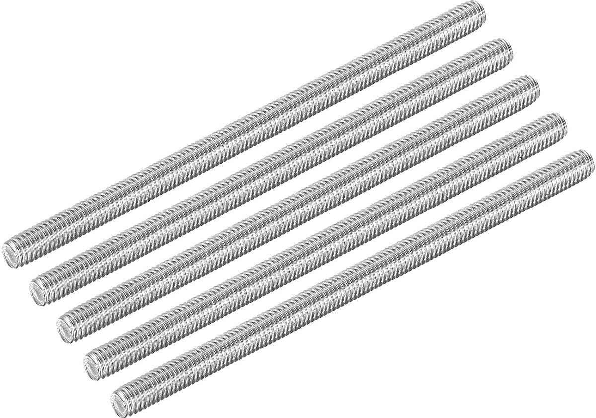 10 stuks M6 x 110 mm volledige schroefdraad stang 304 roestvrij staal rechtse schroefdraad staven voor ankerbouten, klemmen, haken en U-bouten, 1 schroefdraadhelling