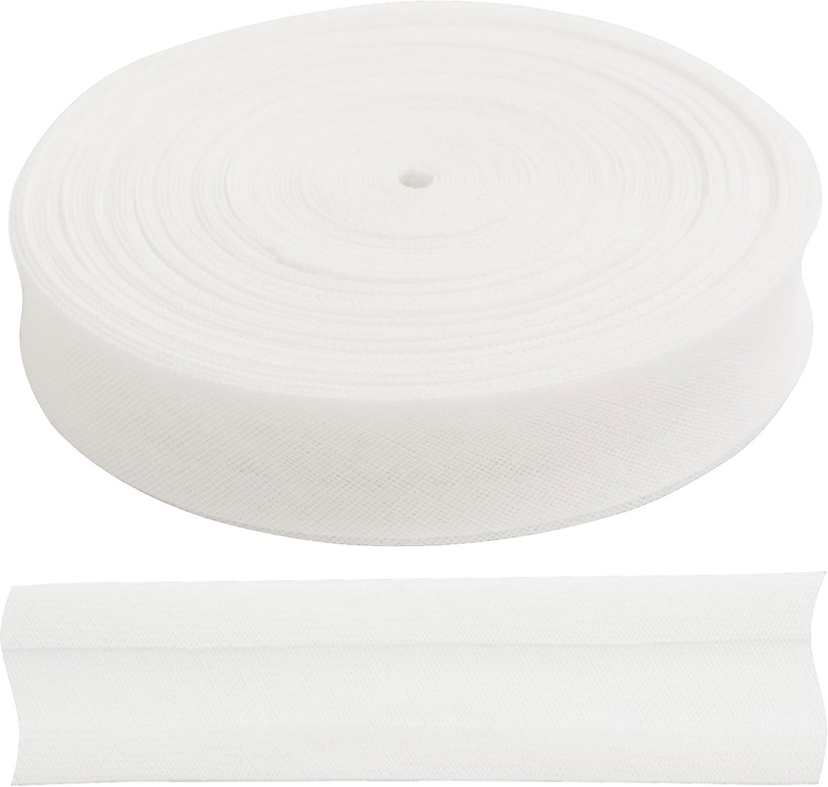 - Vouwband decoratieve band 9 meter x 15 mm - van katoen - kleur wit- creatieve hobby decoratie naaien customization confection