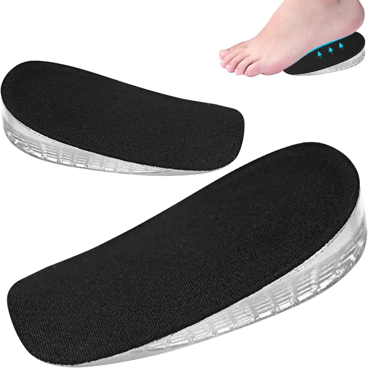 siliconen 1,5 cm, heren en dames, L | 1 paar, ademend en wasbaar, voor sportschoenen, zakelijke schoenen en laarzen