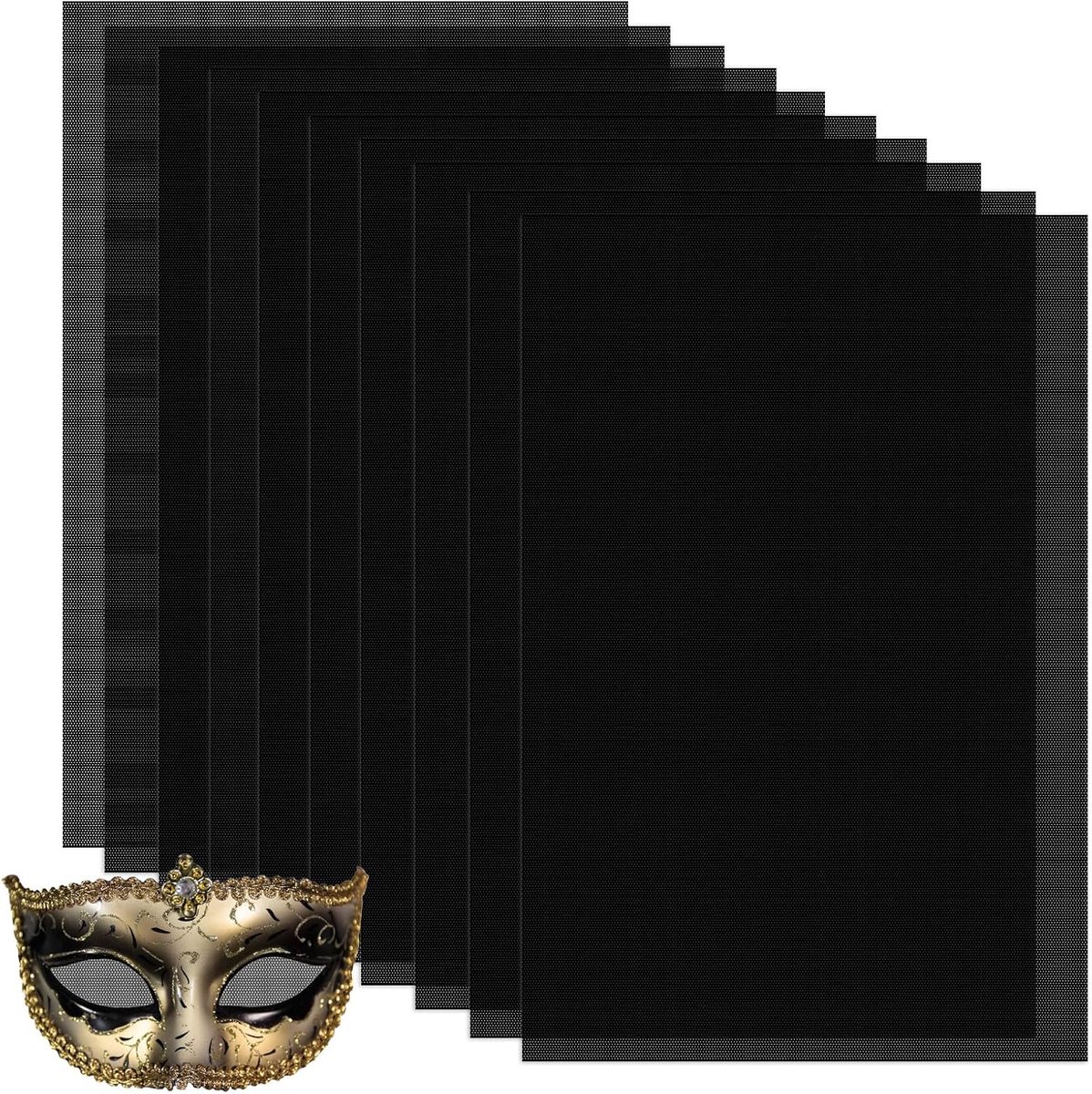 10 vellen Fursuit Oog Mesh, 30x20 cm (11.8x7.9 inch) Zwart PVC Aangepaste Oog Mesh, Waterdicht Afdrukbaar Net, 0,5 mm Mesh Vel voor Furries Cosplay, Kunstpoppen, Sculpturen, Fursuits, Knutselen
