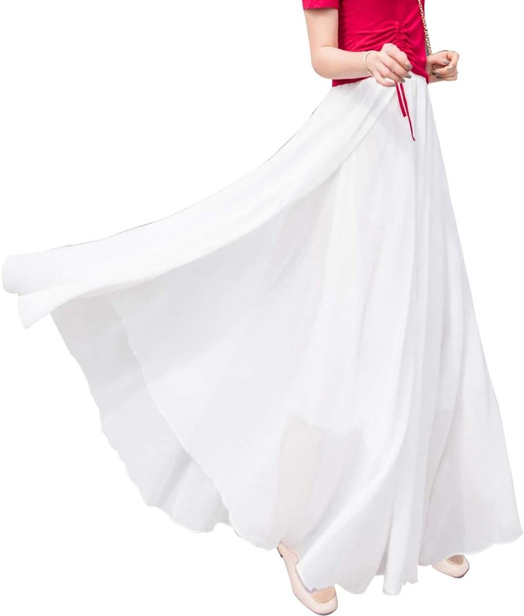 Vrouwen Zomer Lange Chiffon Geplooide Rok Boho Elegante Casual Hoge Taille Dancing Festival Strand Maxi Rok