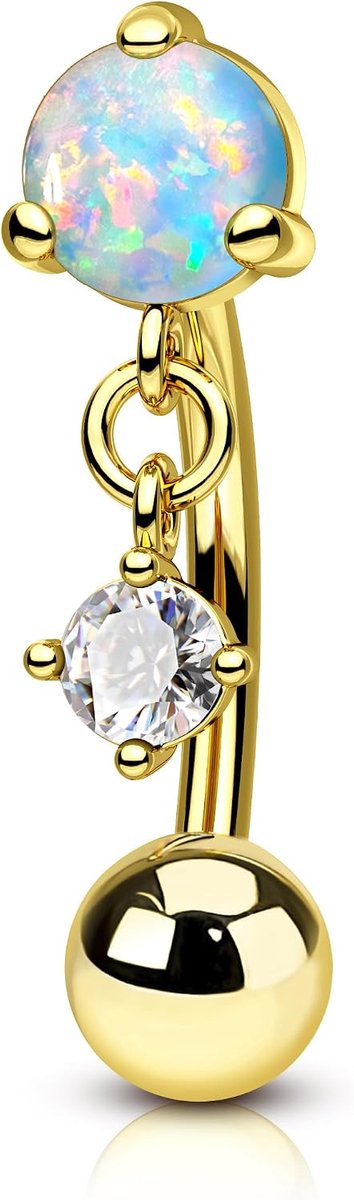 Piercing sieraad opaal goud wenkbrauw piercing 16G binnendraad helix kraakbeen oorbel sieraden 316L roestvrij staal tragus daith gebogen barbell wenkbrauw piercing voor vrouwen 8 mm