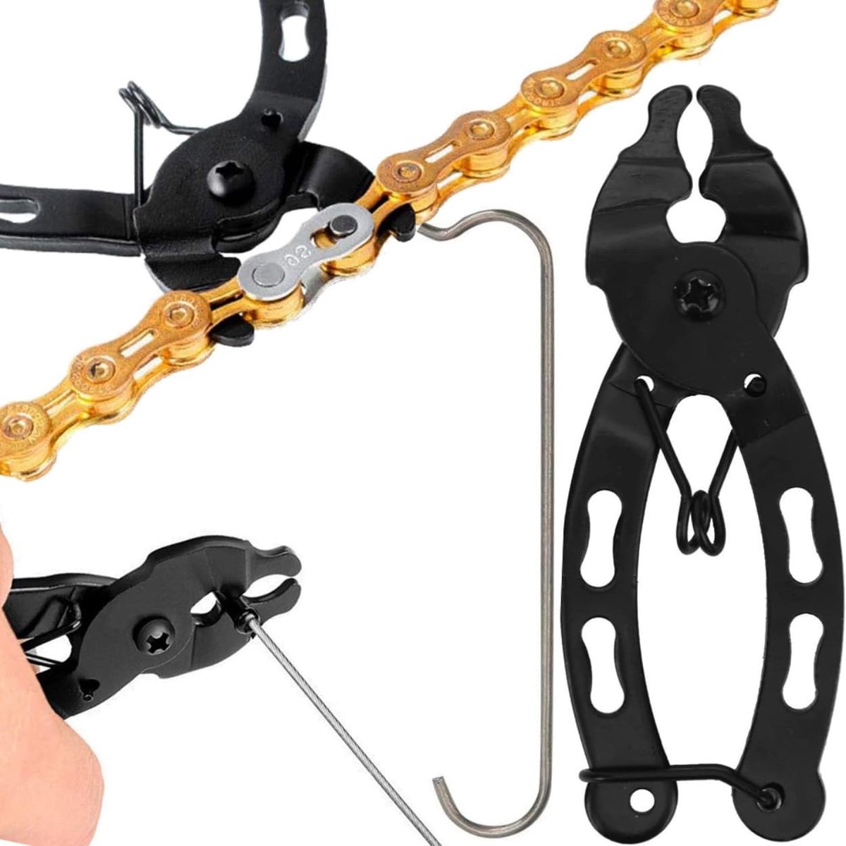 Compacte Fietskettingtang - Kettingtang met Bevestigingshaak - Gereedschap voor het Openen van Kettingschakels - Geschikt voor Fietsen met 8 tot 12 Versnellingen - Tang 9 x 4,5 cm