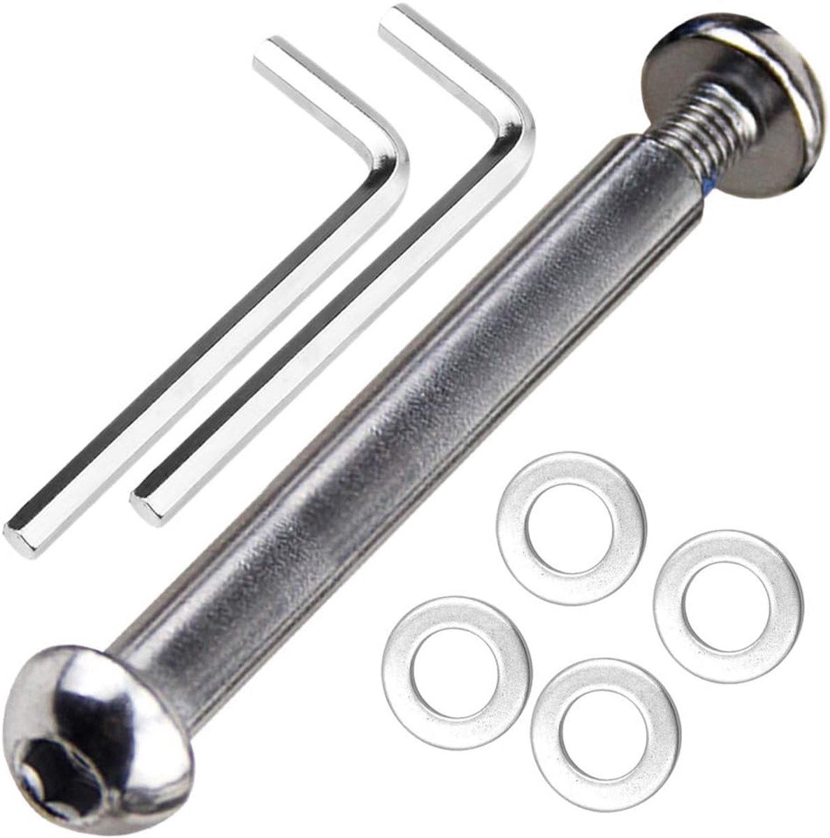 Voor- en achterasbout M8 8 mm x 28 mm - 86 mm van 8,8 koolstofstaal voor freestyle-scooter, jongeren/volwassenen, capaciteit 800 kg