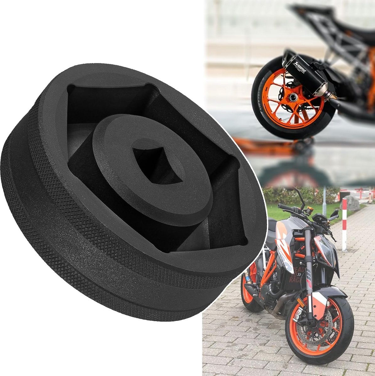 Achterwielmoersleutel voor KTM achterwiel - 1290 Super Duke, 60 mm enkele hex shallow fit; 1/2" D socket.achterwielgereedschap voor het verwijderen van wielmoeren