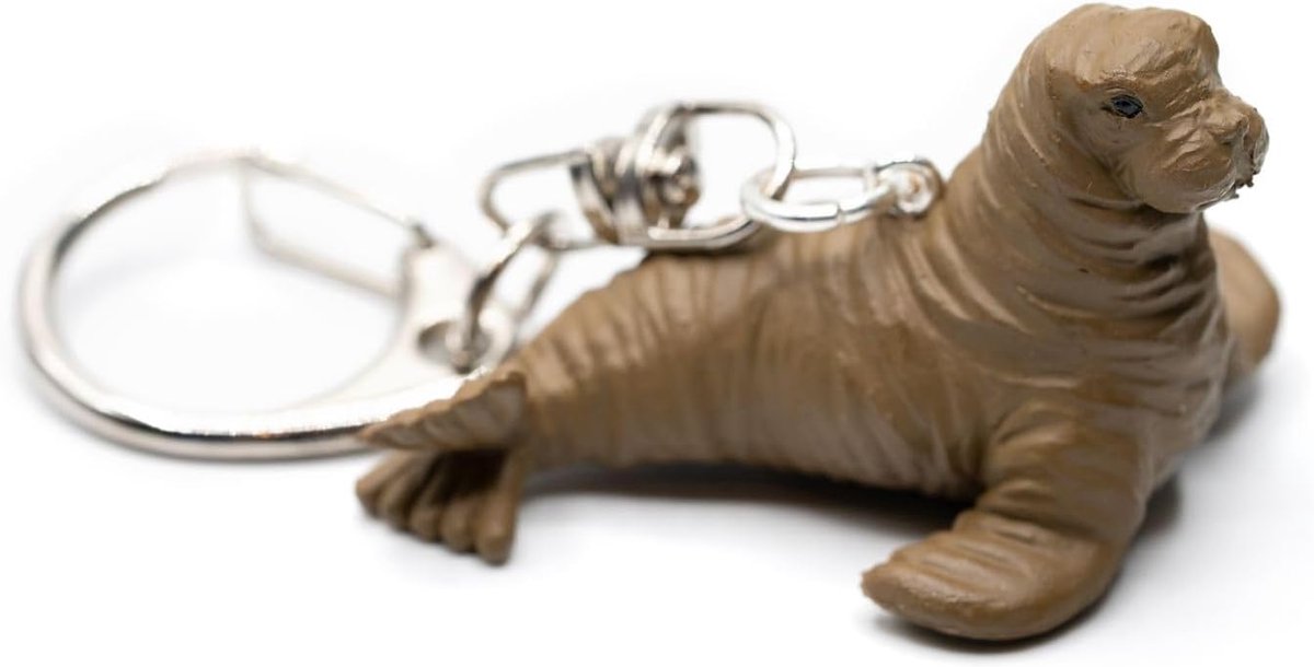 Walruss sleutelhanger oceaan zeekoe zeezeezeezeezeezeezeezeezeezeehond roodbruin - handgemaakt modesieraad I hanger sleutelring sleutelring sleutelring, zwart, 4,5cm