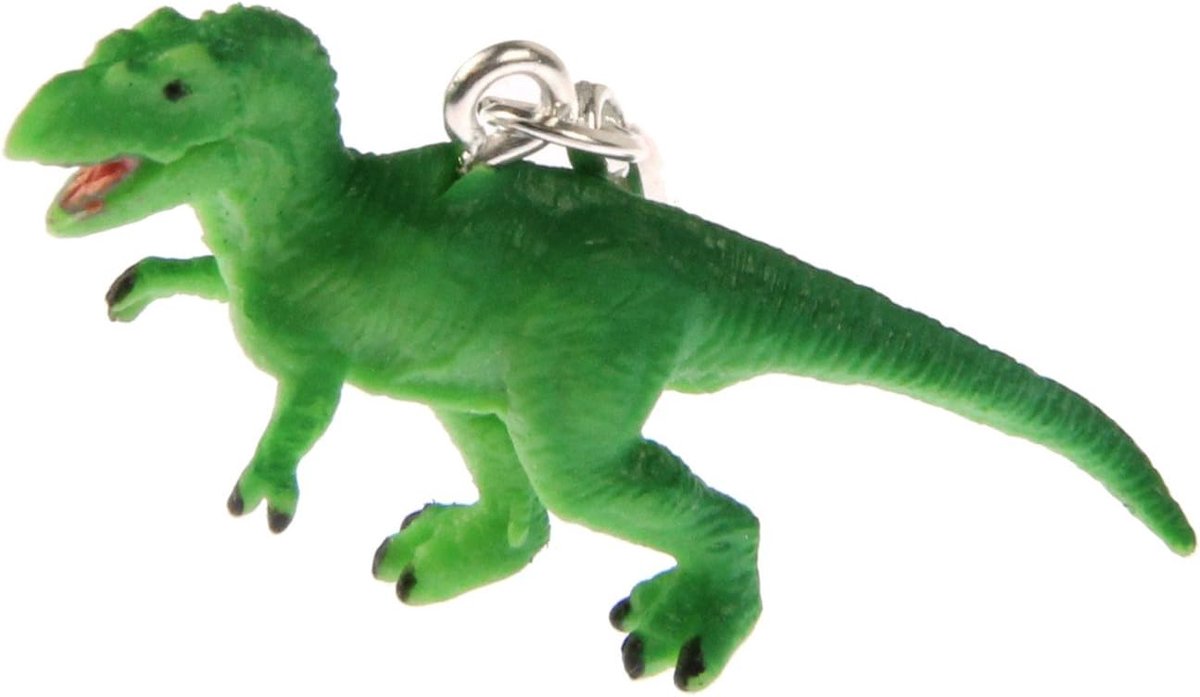 Dino Charm Tyrannosaurus Rex groene dinosaurus T-Rex rubber - handgemaakte modesieraden I verzilverd ketting hanger bedelarmband - hanger voor armband