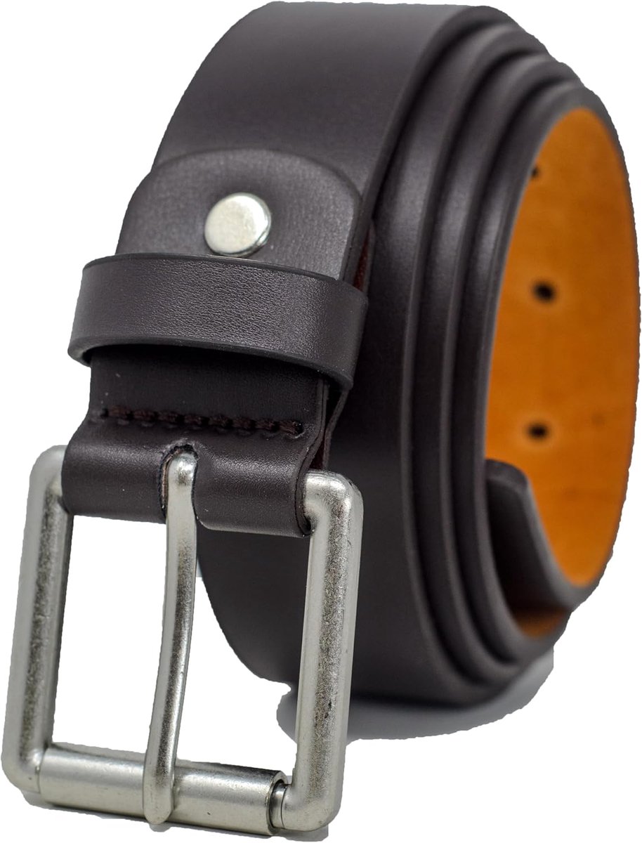 Heren 40+ jaar Crafting Expertise 34 mm Smart Casual Lederen Riem - Zwart, Bruin of Tan, Maten 28-60 inch, Chunky Roller Buckle, Unisex-Volwassenen