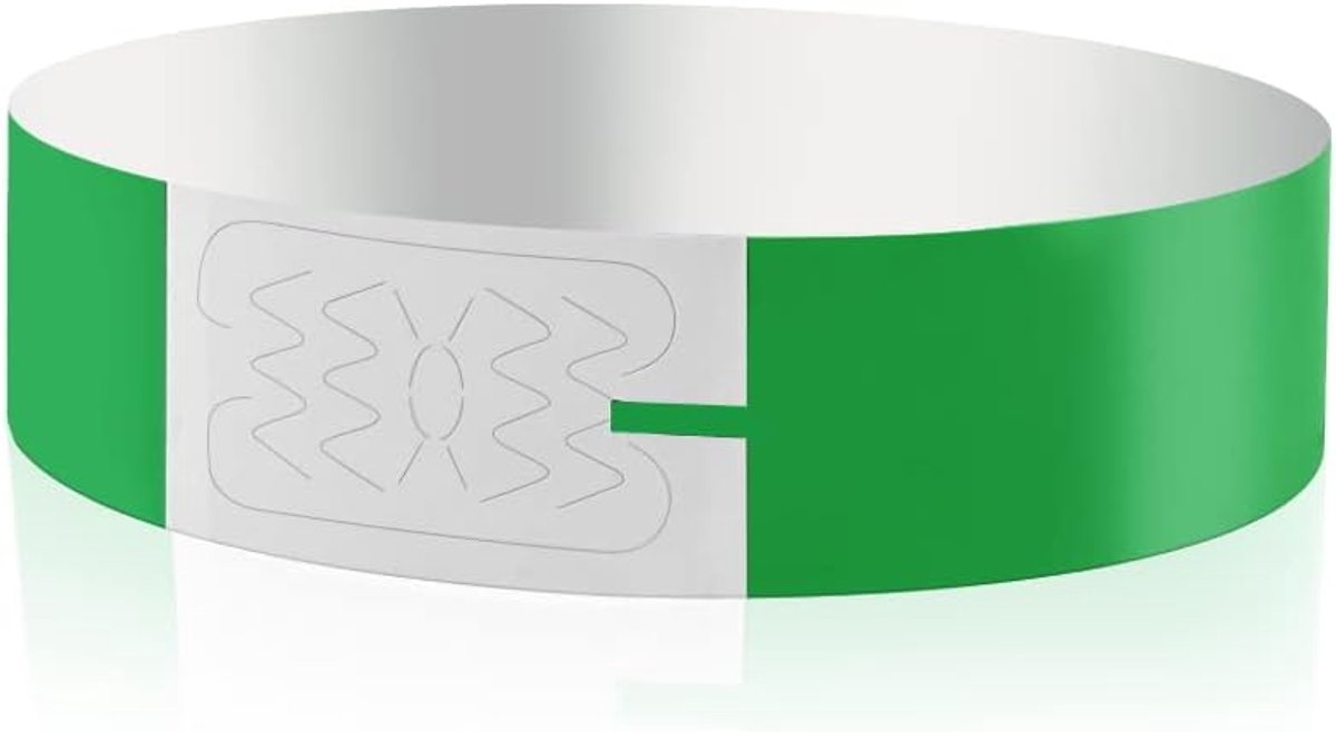Inlaatbanden, 100 stuks evenementenarmbanden, feestbanden, waterdicht, armbanden 19 x 255 mm, toegangsbanden voor controle en veiligheid bij evenementen en evenementen, voor feestjes (groen)