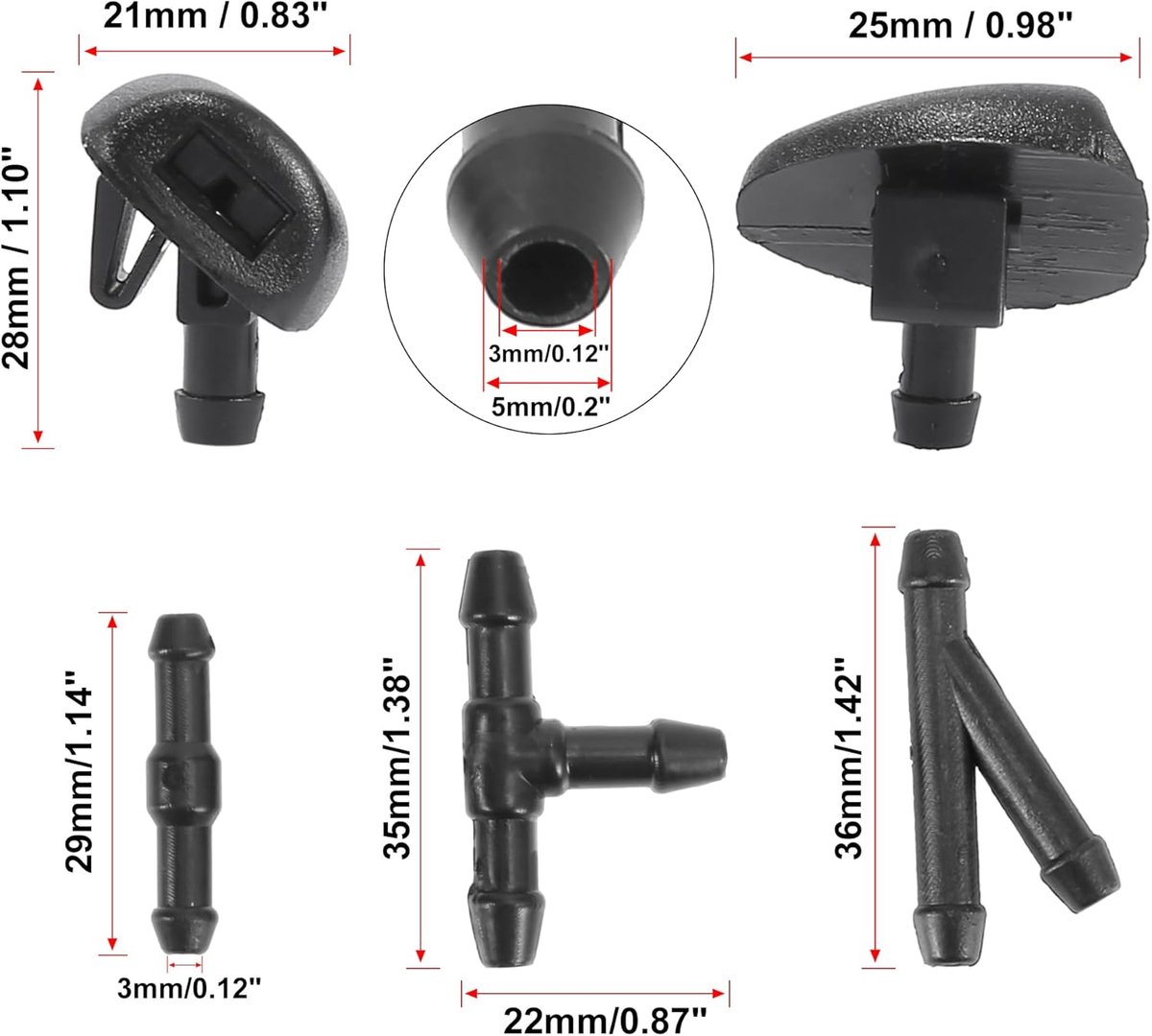 AUTOHAUX Ruitensproeiers sproeikop kit ruitensproeier reparatieset slang 2 m met 3 stuks slangverbindingen 6438J2