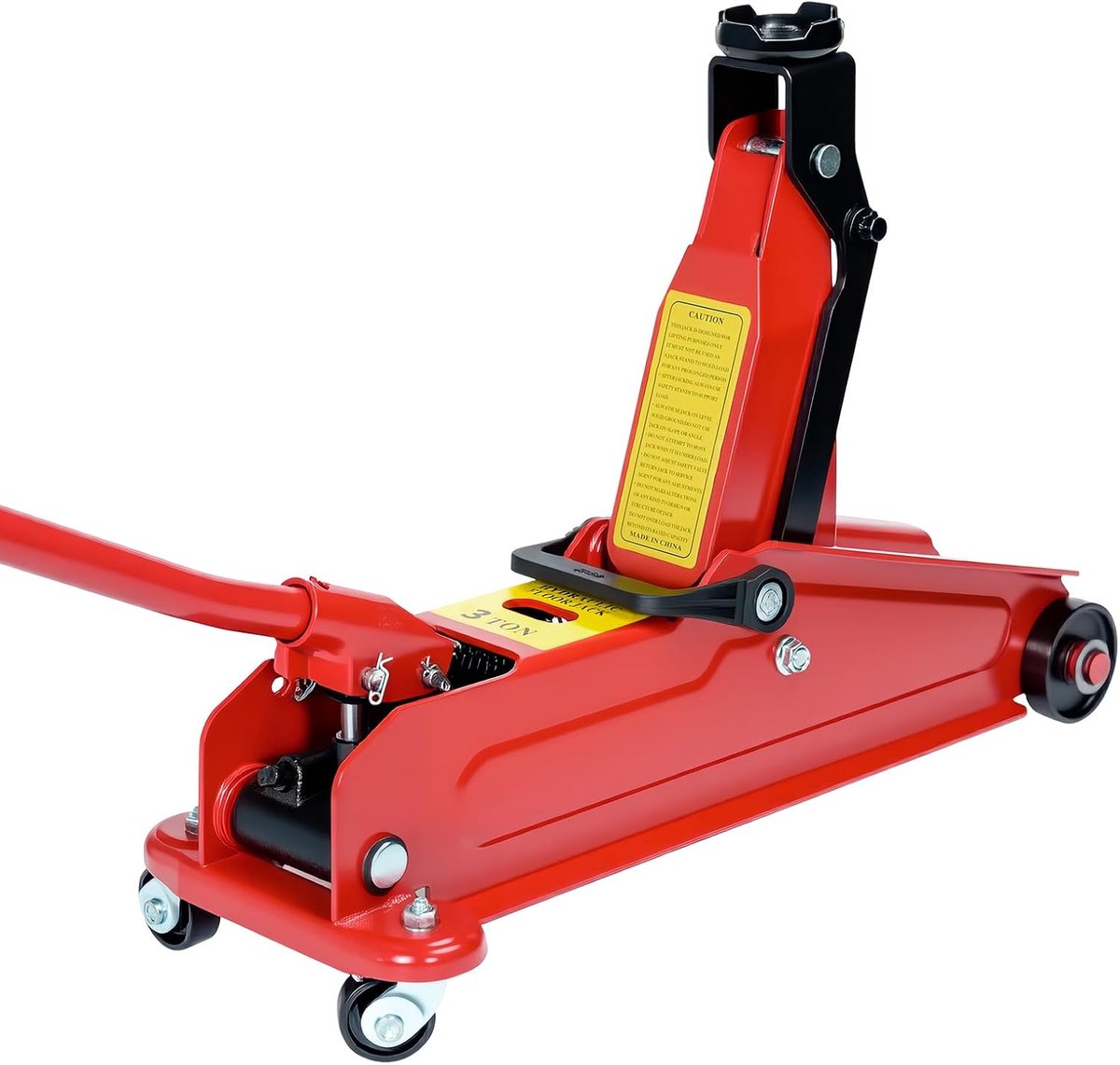 Stalen racetrolley krik, laag profiel autokrik met hydraulische zuiger, snelheffingspomp, capaciteit van 3 ton, hefbereik 13,5-45,7 cm