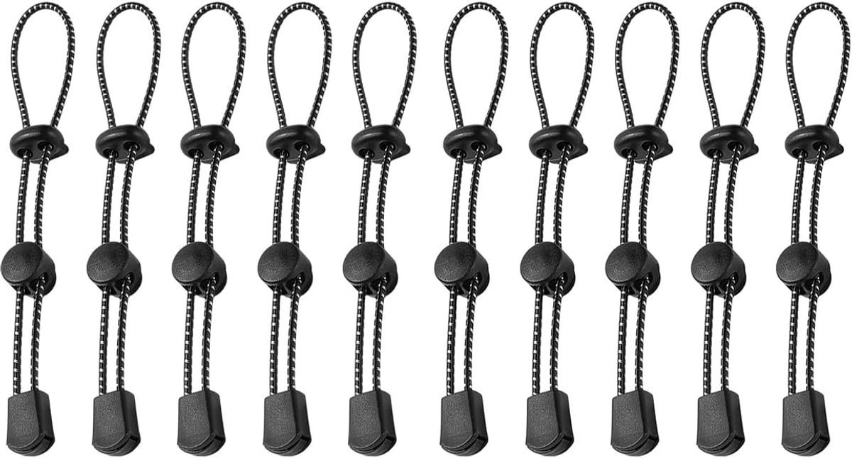 10 stuks rugzak elastisch koord vaste gesp rugzak stok houder bevestiging touw wandelen trekking stokhouder touw zwart elastisch koord (zwart)