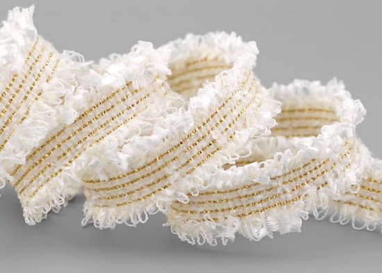 5 m x 25 mm franje lint wit goud strepen decoratief lint met franje rand franje lint lint lint lint voor knutselen decoreren vlechtwerk — afbeelding 4