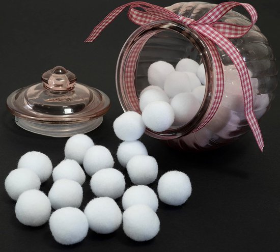 C60457 - 100 pompons Ø 20 mm - kleur wit - van textiel - slingers om zelf vorm te geven voor hobby-korte decoratie naaien kleding borduurwerk — afbeelding 2