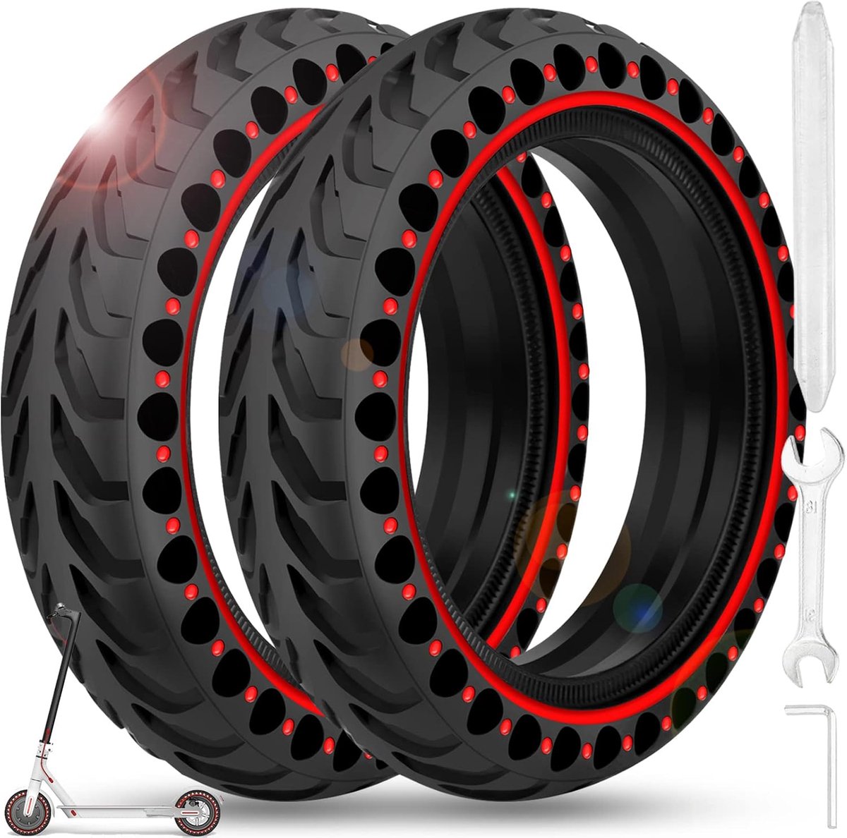 2 stuks 8 5 inch harde E-scooter banden 8 1 2 x2 massief rubberen banden 50 75-6.1 reservebanden voor Xiaomi Pro 2 M365 M365 Pro 1S 3 3 Lite Essential en alle 8 5 inch scooterbanden (rood)